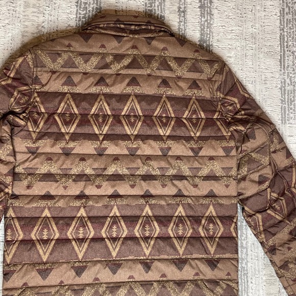 NWT Levis Mens Geometric Print Quilted Lightweight Insulation Jacket Brown SMALL - Picture 6 of 12